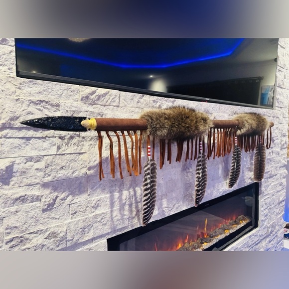 60 inch hand made tribal spear by enrolled member of the Cherokee tribe - Picture 1 of 4